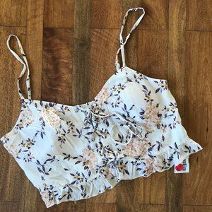 Blue Life white floral crop top with tie